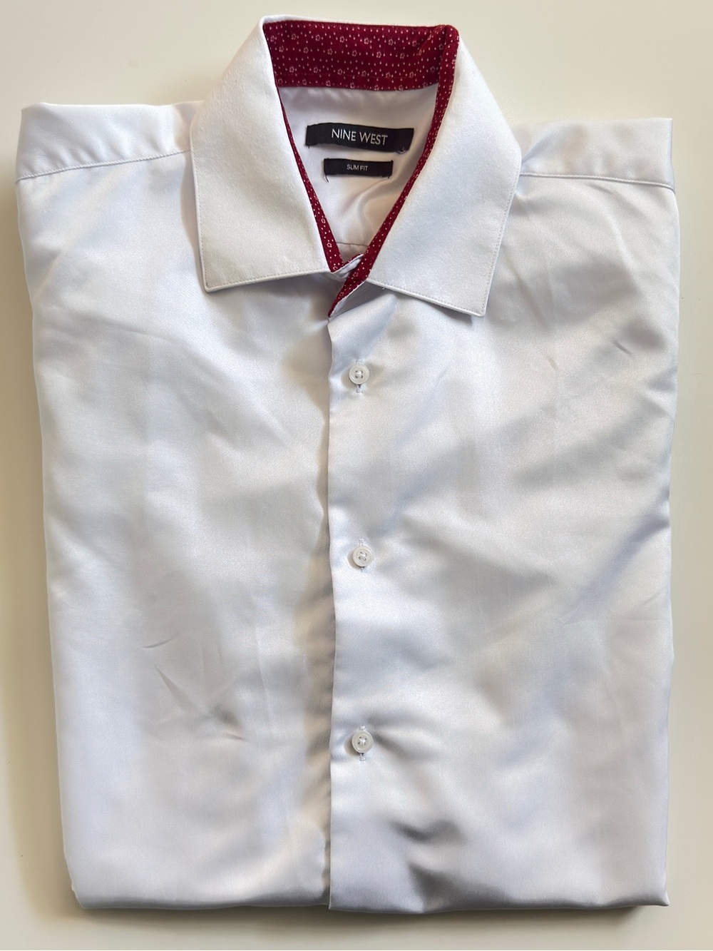 Nine West Men's Slim Fit White Dress Shirt Size 15-15 1/2
